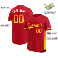 Red Orange-Gold Gradient Font Side Baseball Jersey 2