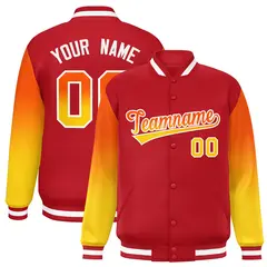 Red Orange-Gold Gradient Varsity Full-Snap Raglan Baseball Jacket 1