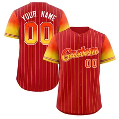 Red Orange Gold-Red Stripe Gradient Baseball Jersey