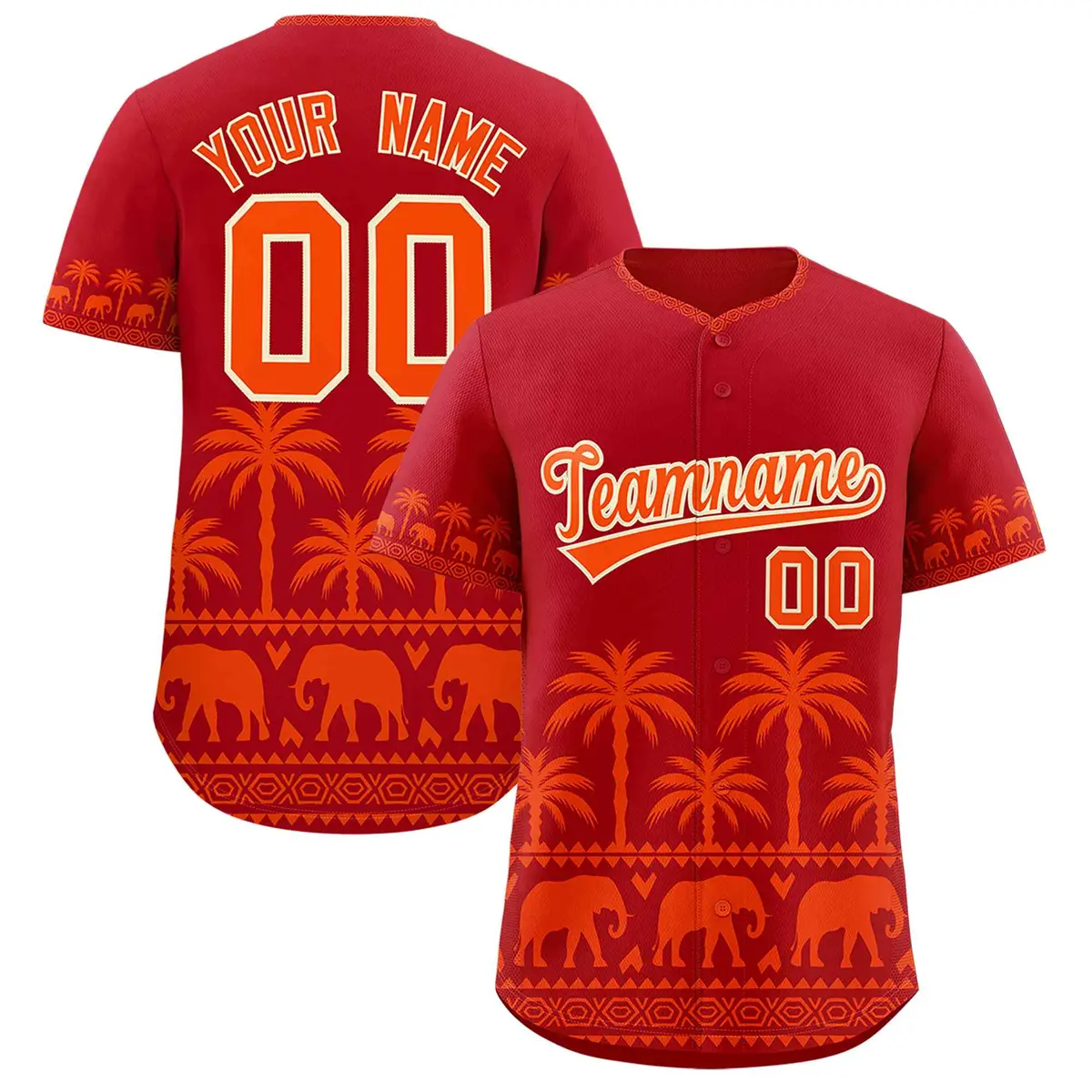 Red Orange Graffiti Pattern Bossinia Style Baseball Jersey
