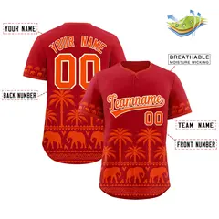 Red Orange Graffiti Pattern Bossinia Style Baseball Jersey 2