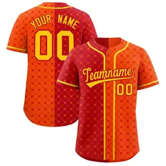 Red Orange Plaid Split Authentic Baseball Jersey