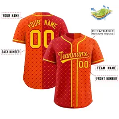Red Orange Plaid Split Authentic Baseball Jersey 2