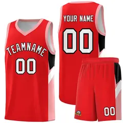Red Orange Side Design Basketball Uniform Jersey 1