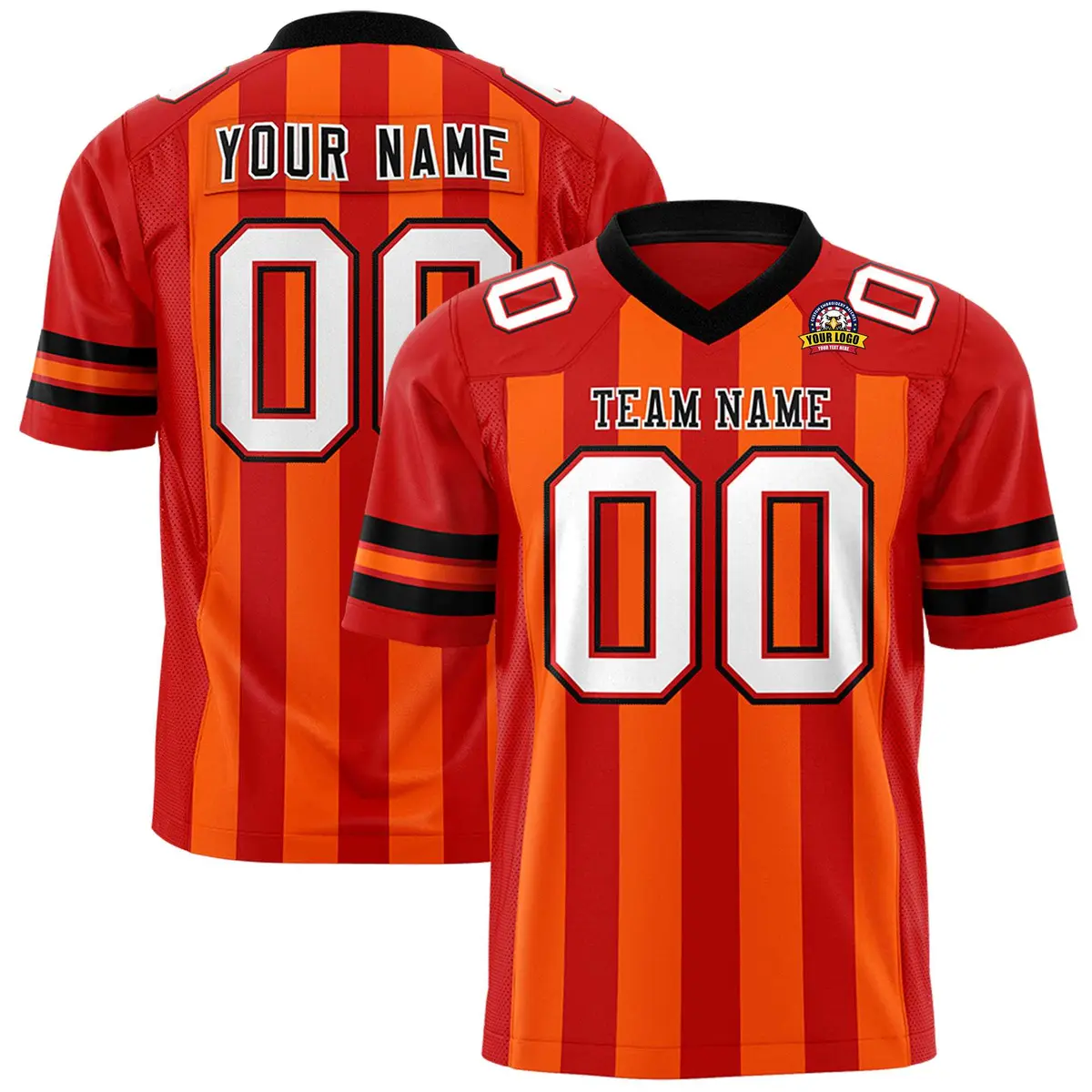 Red Orange Thick Stripe Authentic Football Jersey