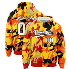 Red Orange Two Tone Full-Snap Varsity Letterman Jacket Hoodie