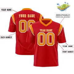Red Orange Two-Tone Shoulder Cut Flag Football Jersey 2
