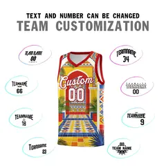 Red Palace Pattern Mexican Colors Graffiti Basketball Jersey 3