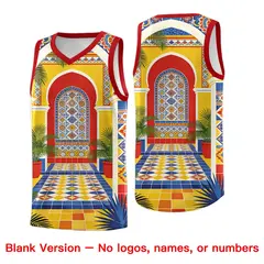 Red Palace Pattern Mexican Colors Graffiti Basketball Jersey 6