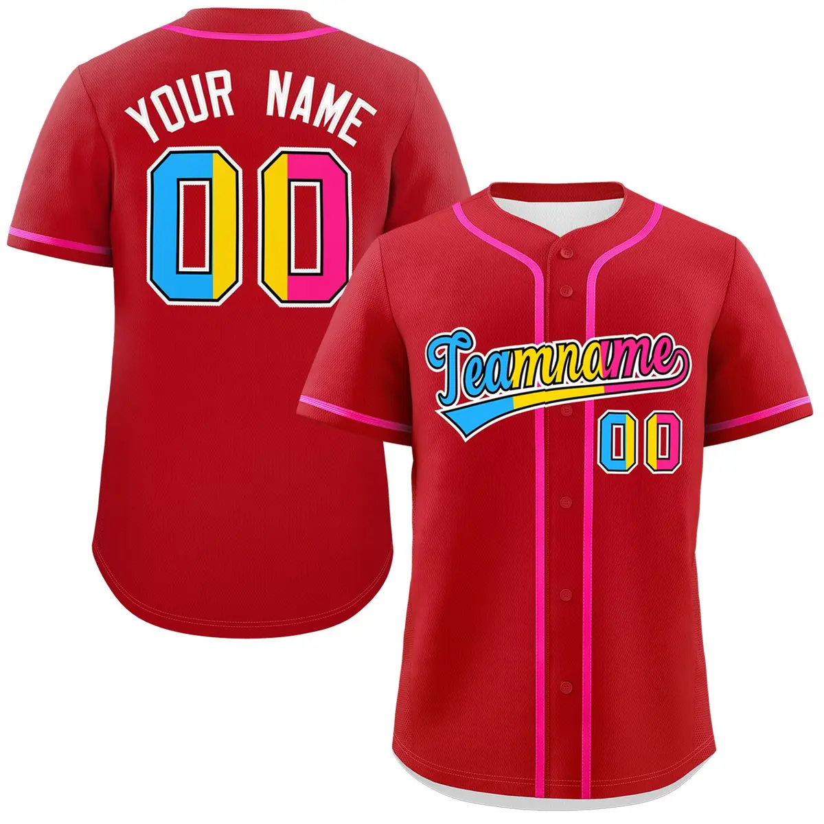 Red Pansexuality Pride Month Authentic Baseball Jersey