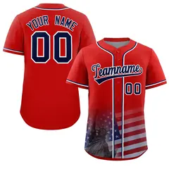 Red Patriotic Gradient American Flag Fashion Baseball Jersey
