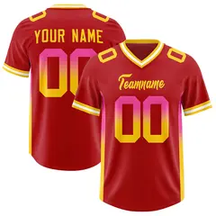 Red Pink and Gold Gradient Sides Fashion Football Jersey 1