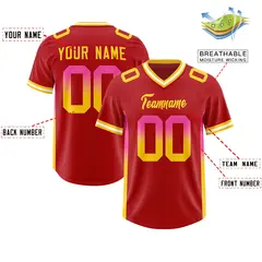 Red Pink and Gold Gradient Sides Fashion Football Jersey 2