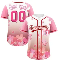 Red Pink Cherry Blossom Graffiti Baseball Jersey