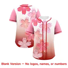 Red Pink Cherry Blossom Graffiti Baseball Jersey 6