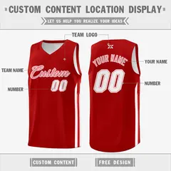 Red Pink Classic Mesh Sport Basketball Jersey 2