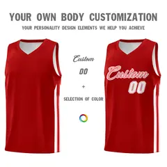 Red Pink Classic Mesh Sport Basketball Jersey 3