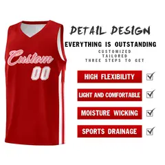 Red Pink Classic Mesh Sport Basketball Jersey 4