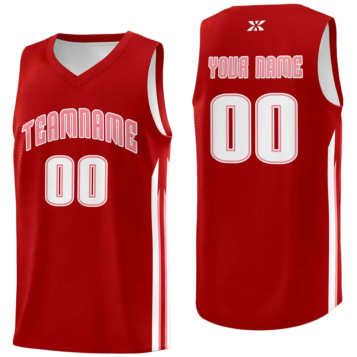 Red Pink Classic Mesh Sport Basketball Jersey