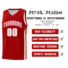 Red Pink Classic Mesh Sport Basketball Jersey 4