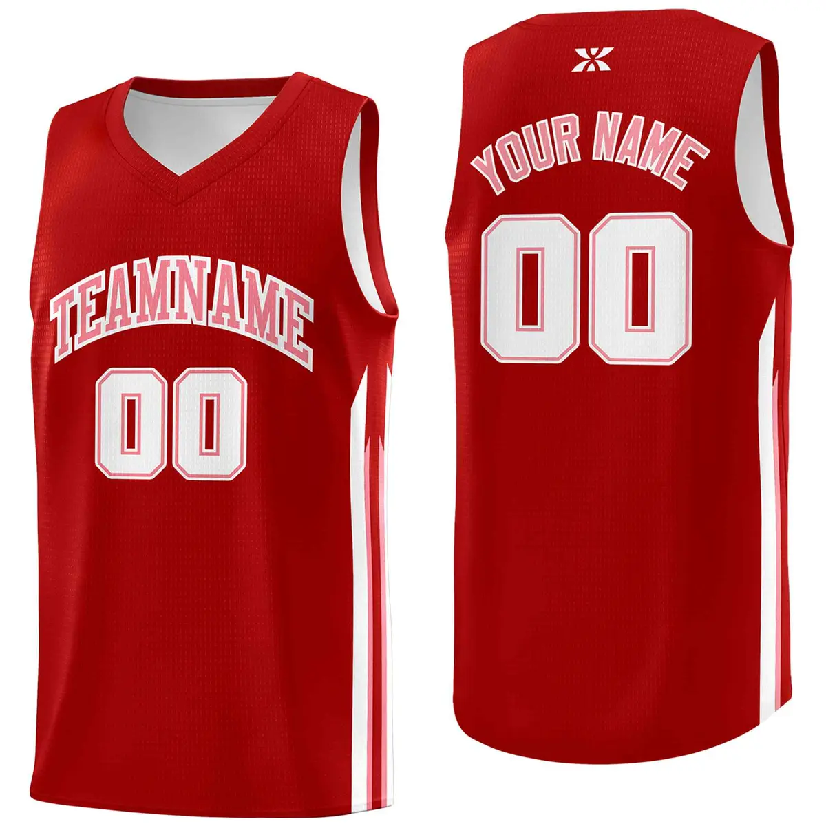 Red Pink Classic Tops Mesh Bull Basketball Jersey