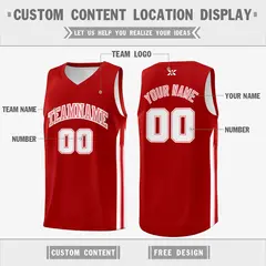 Red Pink Classic Tops Mesh Bull Basketball Jersey 2