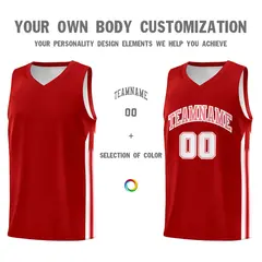 Red Pink Classic Tops Mesh Bull Basketball Jersey 3