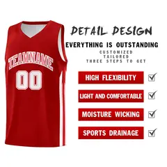 Red Pink Classic Tops Mesh Bull Basketball Jersey 4