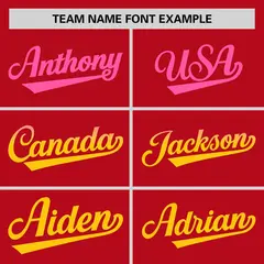 Red Pink-Gold Gradient Font Side Baseball Jersey 3