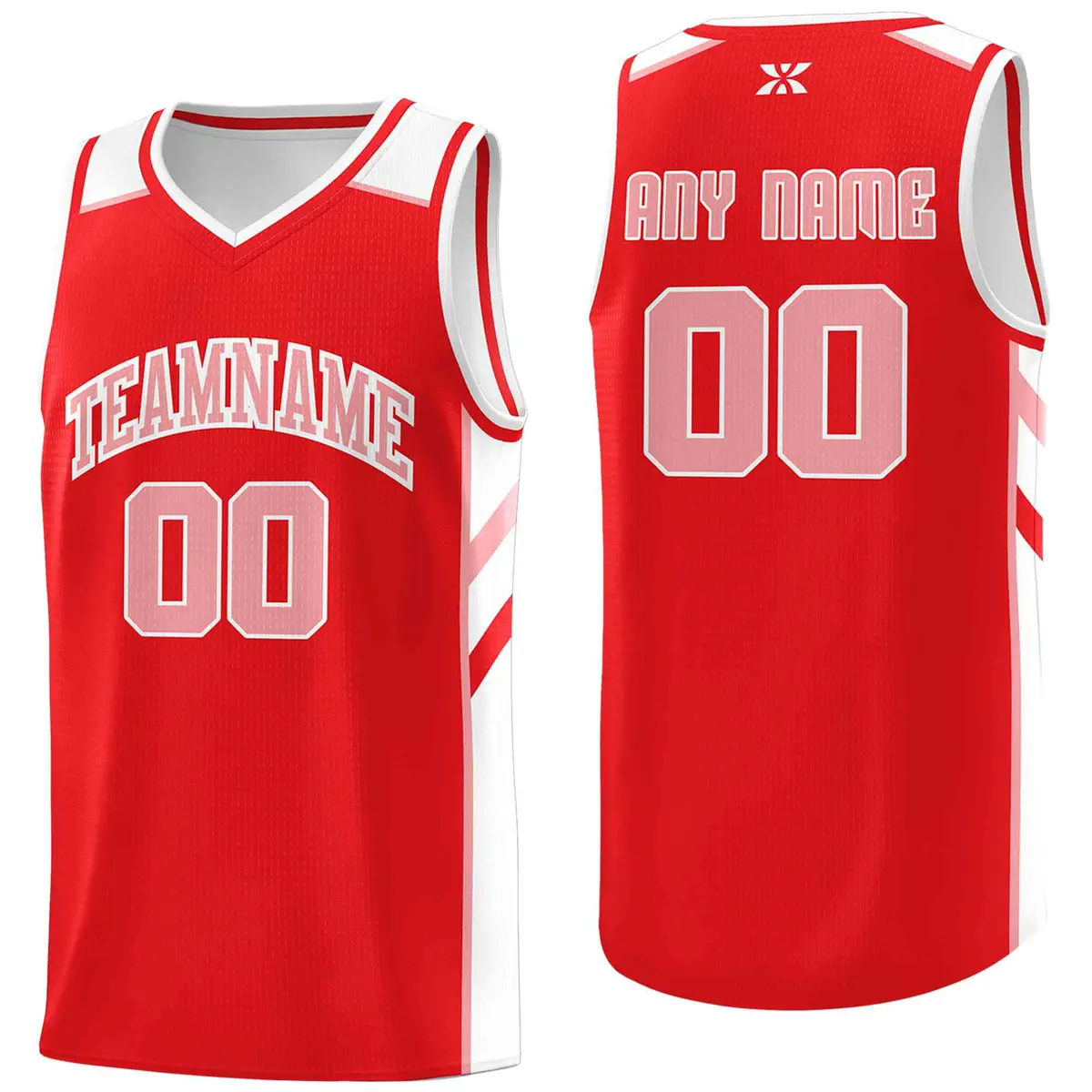 Red Pink White Classic Mesh Sport Basketball Jersey