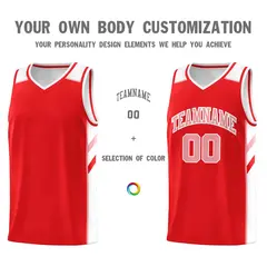 Red Pink White Classic Mesh Sport Basketball Jersey 3