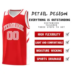 Red Pink White Classic Mesh Sport Basketball Jersey 4