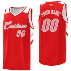 Red Pink White Classic Mesh Sport Basketball Jersey