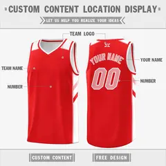 Red Pink White Classic Mesh Sport Basketball Jersey 2