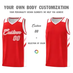 Red Pink White Classic Mesh Sport Basketball Jersey 3