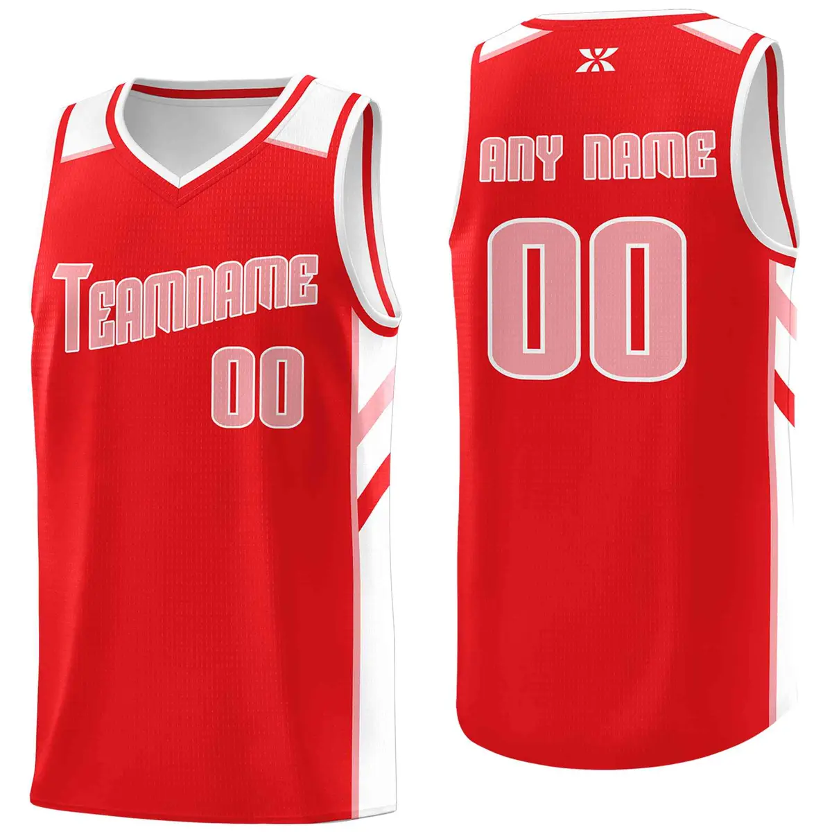 Red Pink White Classic Mesh Sport Basketball Jersey