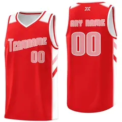 Red Pink White Classic Mesh Sport Basketball Jersey