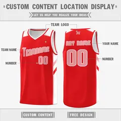 Red Pink White Classic Mesh Sport Basketball Jersey 2