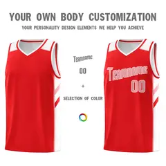 Red Pink White Classic Mesh Sport Basketball Jersey 3