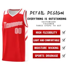 Red Pink White Classic Mesh Sport Basketball Jersey 4