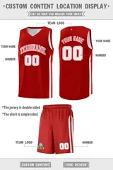 Red Pink-White Classic Sports Uniform Basketball Jersey Set 2