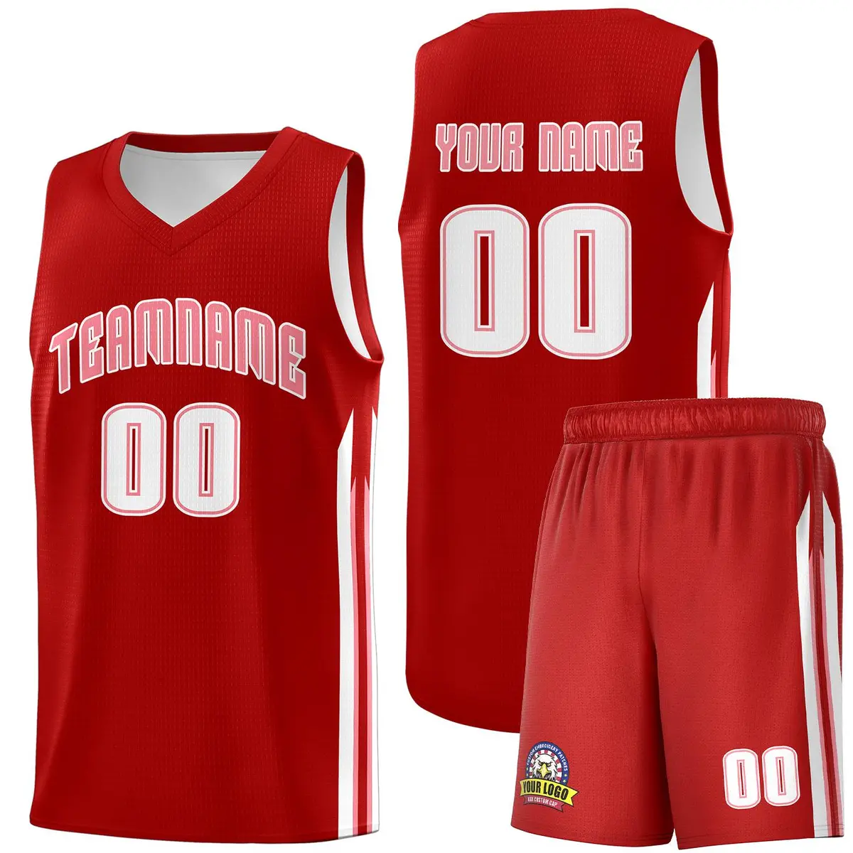 Red Pink-White Classic Sports Uniform Basketball Jersey Set