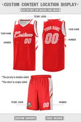 Red Pink-White Classic Sports Uniform Basketball Jersey Set 2