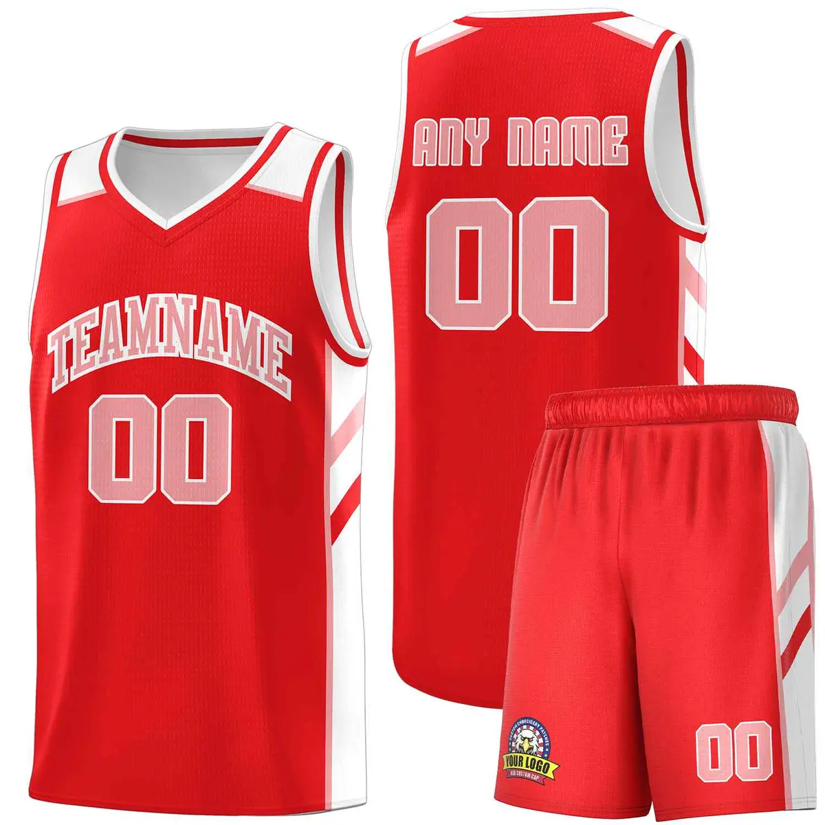 Red Pink-White Classic Sports Uniform Basketball Jersey Set