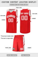 Red Pink-White Classic Sports Uniform Basketball Jersey Set 2
