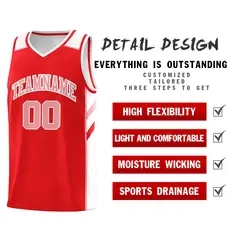 Red Pink-White Classic Sports Uniform Basketball Jersey Set 5