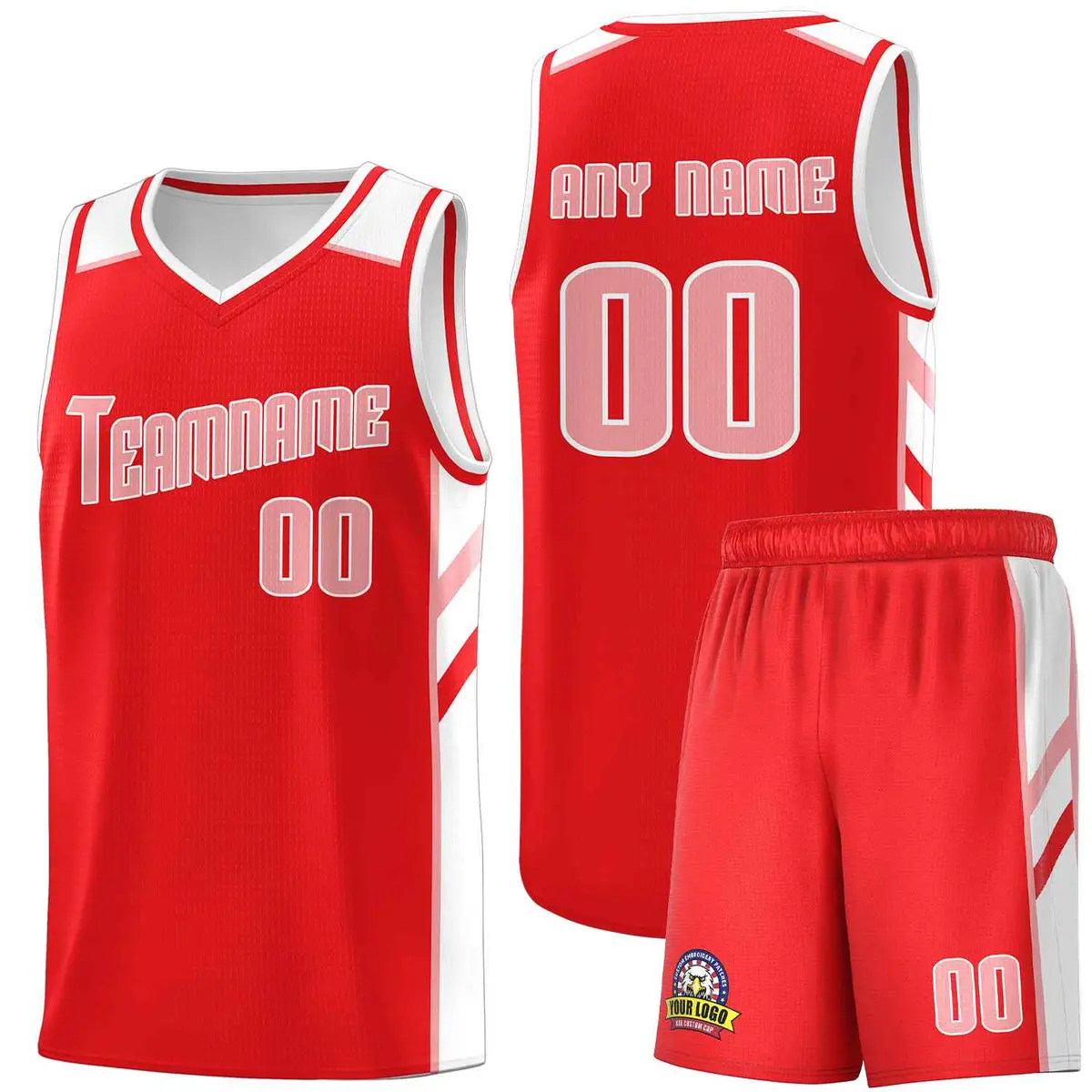 Red Pink-White Classic Sports Uniform Basketball Jersey Set