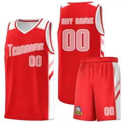 Red Pink-White Classic Sports Uniform Basketball Jersey Set
