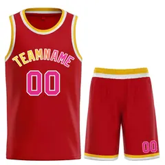 Red Pink-White Curved Classic Sets Basketball Jersey 1