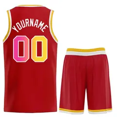 Red Pink-White Curved Classic Sets Basketball Jersey 2